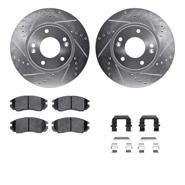 Dynamic Friction Co 7512-03019, Rotors-Drilled and Slotted-Silver w/ 5000 Advanced Brake Pads incl. Hardware, Zinc Coat 7512-03019